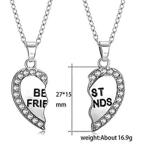 Edelstahl Best Friends Puzzle Herz Anhänger Halskette Mit Strass Einlage Gold Silber Farbe Freundschaftsschmuck