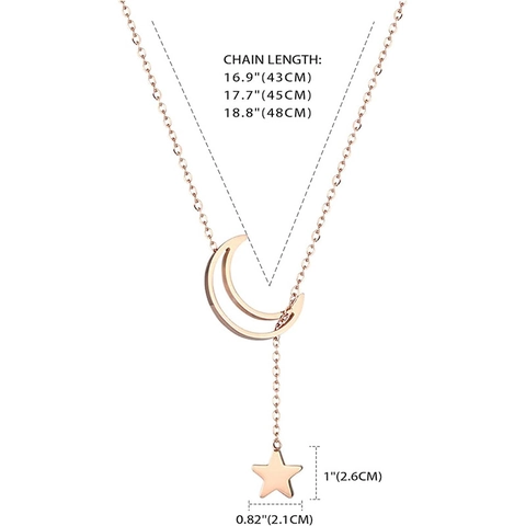 Collar de Pendiente de Luna Creciente y Estrella de Acero Inoxidable Estilo Francés para Mujer Joyería de Cadena de Clavícula Simple