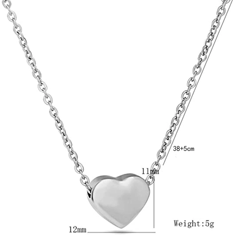 Conjunto de Collar con Colgante de Corazón y Pendientes de Botón de Acero Inoxidable Minimalista Joyería de Plata para Mujer