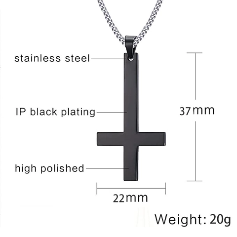 Vintage Stainless Steel Inverted Cross Pendant Necklace For Men Women Retro Punk Gothic Curb Chain Metal Jewelry Gift