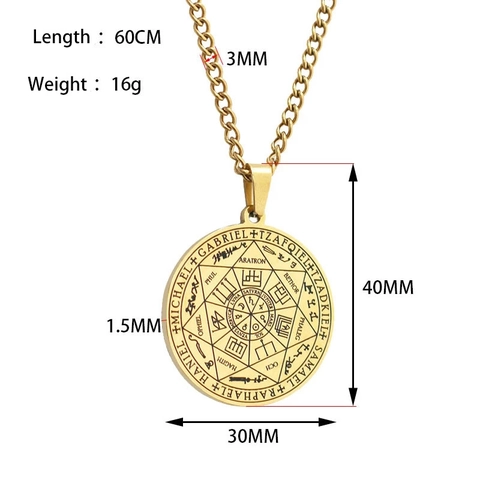 Siegel Der Sieben Erzengel Edelstahl Anhänger Halskette Rundes Medaillon Magisches Amulett Für Herren Damen Gothic Mystik Schmuck