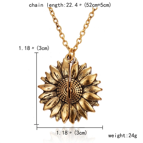 Collier Pendentif Médaillon Ouvrable en Alliage Vintage Tournesol Gravé You Are My Sunshine Bijoux Memorial Cadeau Femme