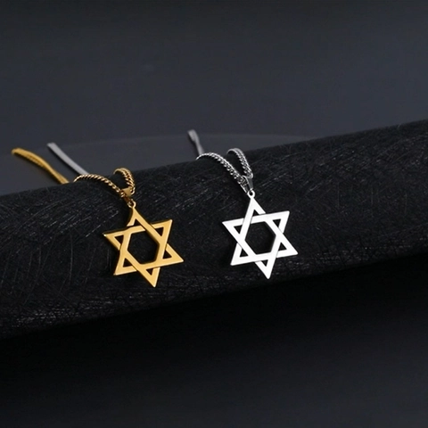 Collier Pendentif Étoile de David en Acier Inoxydable Hommes Femmes Or Argent Hexagramme Bijoux Minimalistes Cadeau