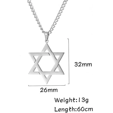 Collier Pendentif Étoile de David en Acier Inoxydable Hommes Femmes Or Argent Hexagramme Bijoux Minimalistes Cadeau