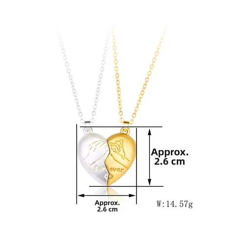 Magnetic Heart Pinky Swear Forever Couples Necklace Set For Men Women Alloy Gold Silver Black Pendant Jewelry Valentine Gift
