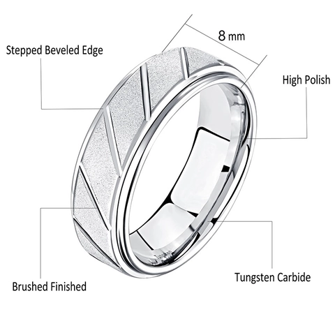 Anillo de Acero Inoxidable Cepillado para Hombre Mujer Moda Borde Biselado Anillos de Banda de Acero de Titanio Azul Oro Negro Ranurado Joyería