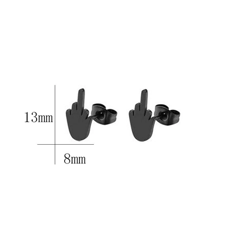 Pendientes de Botón de Dedo Corazón de Acero Inoxidable Punk Para Hombre Mujer Personalidad Chapado en Titanio Parodia Divertida Joyería Hip Hop Regalo