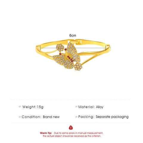 Luxury Alloy Rhinestone Butterfly Flower Bangle Gold Silver Rose Gold Plated Crystal Bracelet For Women Party Fashion Jewelry