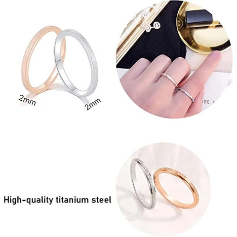 Bague en Acier Inoxydable Minimaliste Finition Sablée Mate Bande Intérieure Polie pour Hommes Femmes Bijoux Mode Mariage
