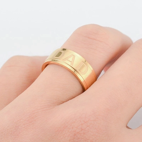 Stainless Steel Dad Ring Engraved Love You Dad Men Wedding Band Ring Gift For Father Day Black Gold Silver Rose Gold Jewelry