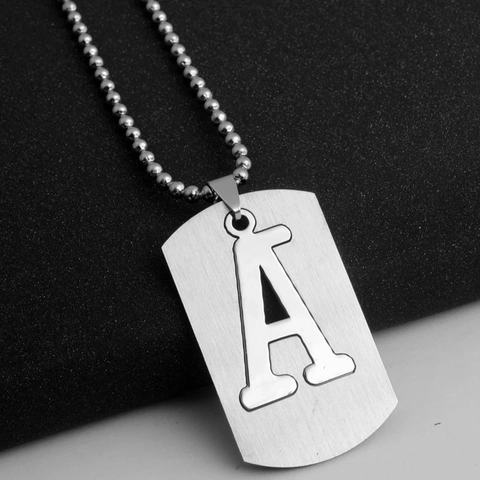Minimalistische Roestvrijstalen Beginletter Hanger Voor Unisex Geborsteld Alfabet Dog Tag Alleen Hanger Sieraden