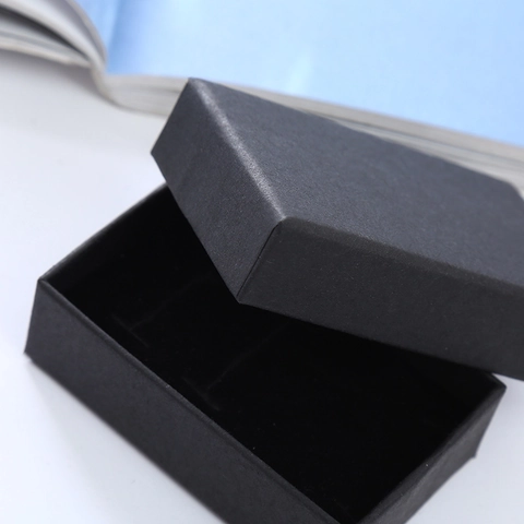 Black Jewelry Packaging Box And Velvet Drawstring Bag For Rings Earrings Necklaces Matte Finish Gift Box Rectangular Case