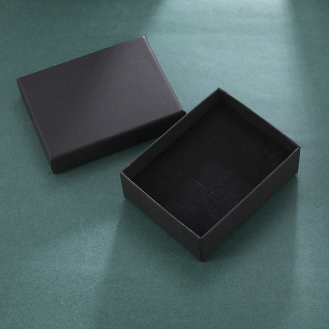 Black Jewelry Packaging Box And Velvet Drawstring Bag For Rings Earrings Necklaces Matte Finish Gift Box Rectangular Case