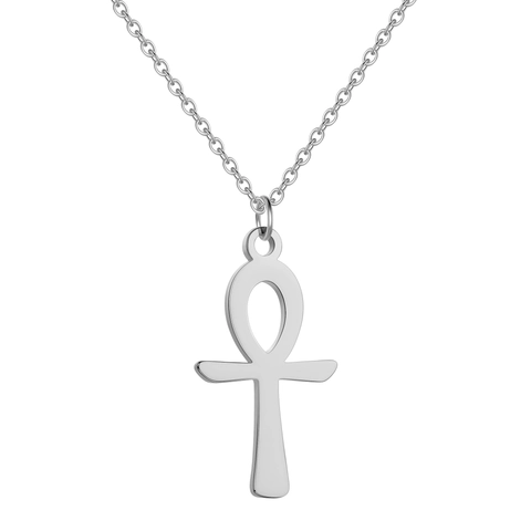 18K Gold Plated Stainless Steel Egyptian Ankh Cross Pendant Necklace Unisex Life Symbol Vintage Hip Hop Jewelry For Men Women