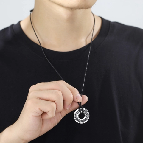 Wikinger Runenring Anhänger Halskette 304 Edelstahl Gold Silber Plattiert Hebräisch Shema Jisrael Hohler Kreis Wachsschnur Kette Schmuck