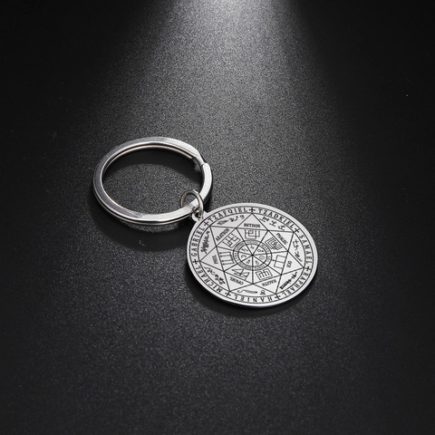 Porte-Clés En Acier Inoxydable Avec Le Sceau Des Sept Archanges Pour Hommes Femmes Pendentif Mystique Religieux Bijoux Cadeau