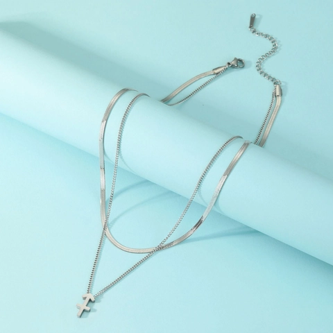 Double Layered Stainless Steel Zodiac Necklace Snake Bone Chain Constellation Pendant Jewelry Gift For Women