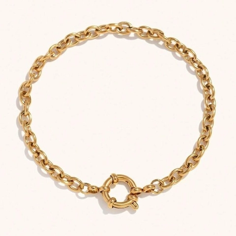 Bracciale con Chiusura a Levetta in Acciaio Inossidabile Placcato Oro 18K Donna Minimalista Catena a Graffetta Curb Gioielli