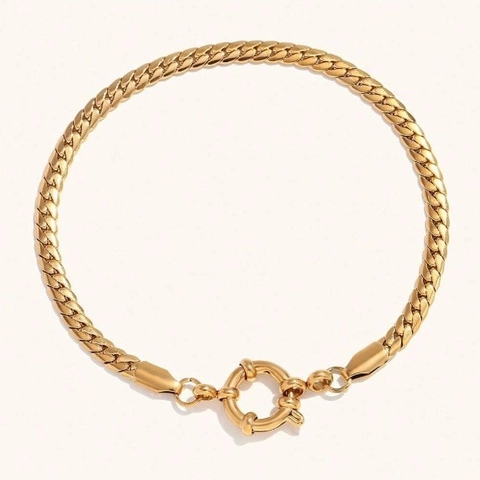 Bracciale con Chiusura a Levetta in Acciaio Inossidabile Placcato Oro 18K Donna Minimalista Catena a Graffetta Curb Gioielli