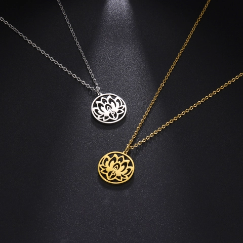 Minimalist 304 Stainless Steel Lotus Flower Yoga Pendant Necklace For Women Men Zen Healing Style Jewelry Adjustable Gift