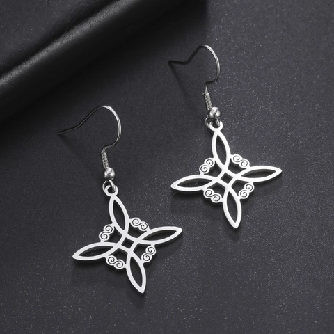 Minimalistische Edelstahl Hexenknoten Ohrringe Für Damen Geometrische Hohle Keltische Knoten Kreuz Ohrhänger Schmuck Geschenk