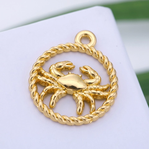 Retro Twelve Zodiac Sign Alloy Hollow Round Pendants Antique Gold Silver DIY Jewelry Making Charms Accessories For Women Men