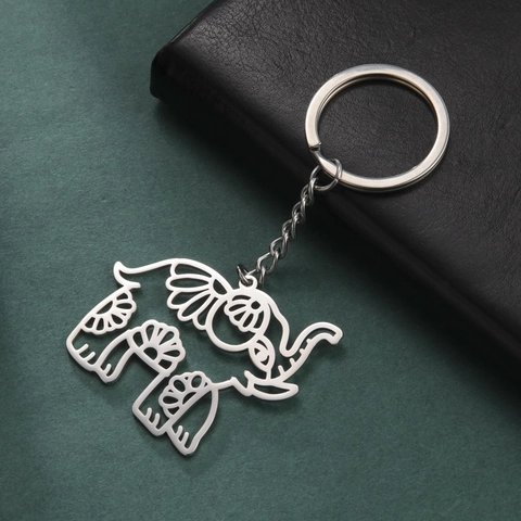 Mode Hohl Aus Elefant Schlüsselanhänger Edelstahl Tier Auto Schlüsselanhänger Anhänger Für Damen Herren Täglich Schmuck