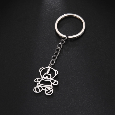 Portachiavi Orso Traforato in Acciaio Inossidabile Ciondolo Animale Creativo Anello Chiave Borsa Fascino per Uomo Donna Gioielli Regalo