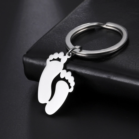 Simpatico Portachiavi In Acciaio Inossidabile Con Impronta Di Bambino Lucido Per Uomo E Donna Ciondolo Portachiavi In Metallo Specchio Regalo Commemorativo