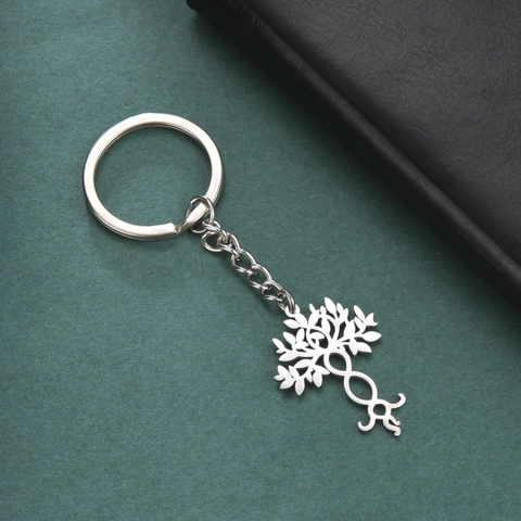 Levensboom Roestvrijstalen Sleutelhanger Oneindigheidssymbool Holle Hanger Zilver Metaal Auto Sleutelring Gepersonaliseerd Sieraad Cadeau