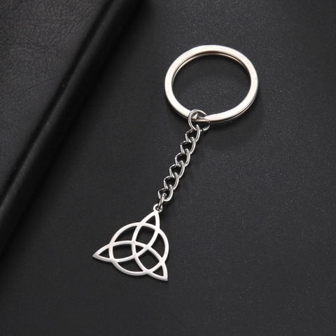 Portachiavi Punk in Acciaio Inossidabile Nodo Celtico Pendente Cavo Triquetra Anello Metallico per Chiavi Auto Casa Gioielli Uomo