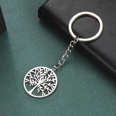 Edelstahl Lebensbaum Hohl Anhänger Schlüsselanhänger Silber Metall Schlüsselring Für Damen Herren Täglich Gedenkgeschenk Schmuck