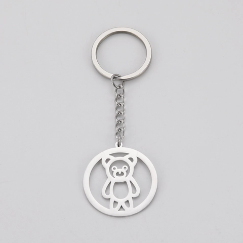 Portachiavi Minimalista In Acciaio Inossidabile Con Ciondolo A Forma Di Orso Svuotato Per Donna Uomo Simpatico Portachiavi Con Animali