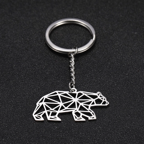 Portachiavi Minimalista in Acciaio Inossidabile 304 Orso Polare Geometrico Cavo Pendente Animale per Accessori Quotidiani Unisex