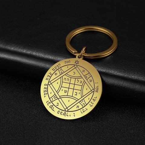 Portachiavi Sigillo Di Salomone Stella Di Davide Acciaio Inossidabile 304 Mistico Ebraico Amuleto Religioso Pendente Regalo Uomo Donna