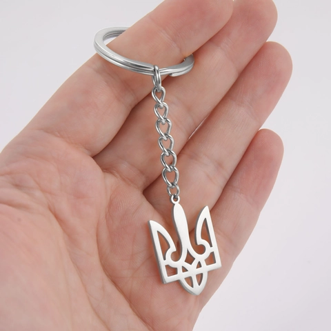 Portachiavi in Acciaio Inossidabile con Emblema Tryzub Ucraino Ciondolo Oro Argento Anello Portachiavi Regalo Per Uomo Donna Gioielli