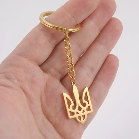 Portachiavi in Acciaio Inossidabile con Emblema Tryzub Ucraino Ciondolo Oro Argento Anello Portachiavi Regalo Per Uomo Donna Gioielli