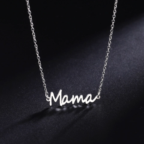 Minimalist 304 Stainless Steel Mama Letter Pendant Necklace For Women Gold Silver Plated Script Alphabet Choker Jewelry Gift For Mom