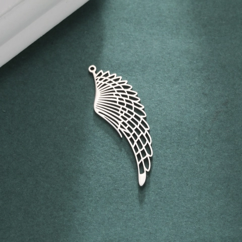 304 Stainless Steel Hollow Wing Pendant For Jewelry Making DIY Charms Accessory Gold Silver Color Feather Wing Charms