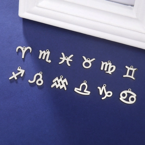 Pendentifs Signes Du Zodiaque En Acier Inoxydable DIY Fabrication De Bijoux Charms Constellation Pour Colliers Bracelets Accessoires Électroplaqués