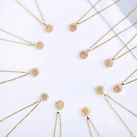 Collana con Ciondolo a Lettera Iniziale in Rame e Zirconia Cubica Catena in Acciaio Inossidabile Placcato Oro Gioielli da Donna