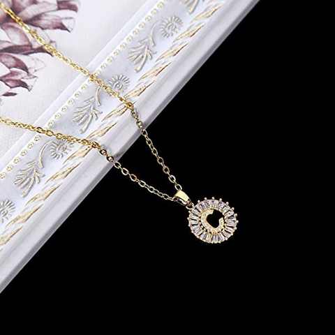 Collana con Ciondolo a Lettera Iniziale in Rame e Zirconia Cubica Catena in Acciaio Inossidabile Placcato Oro Gioielli da Donna