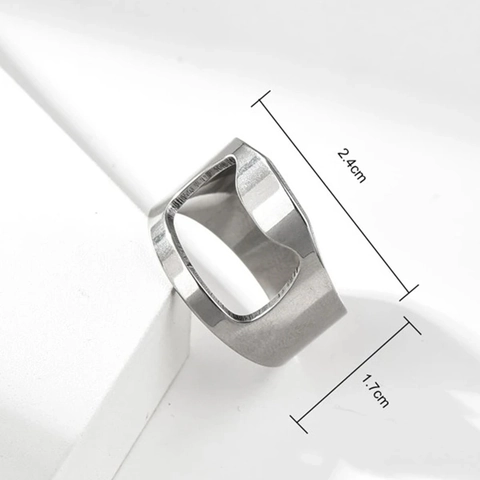 Creative Stainless Steel Bottle Opener Ring For Men Hip Hop Punk Style Geometric Finger Band Jewelry Party Club Accessory