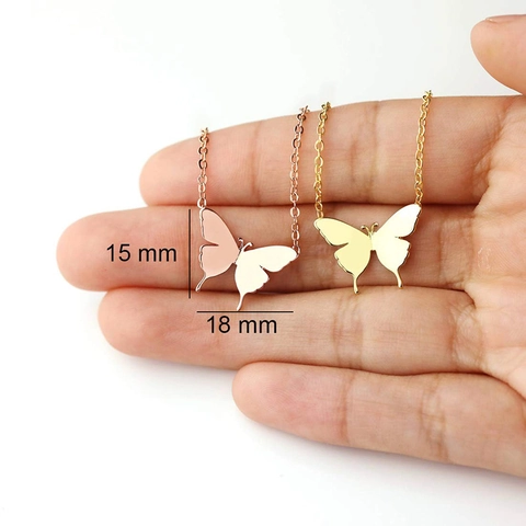 Minimalistische 304 Edelstahl Schmetterling Buchstaben Kette 18K Vergoldet Alphabet Anhänger Halskette Für Damen Mode Täglicher Schmuck Geschenk