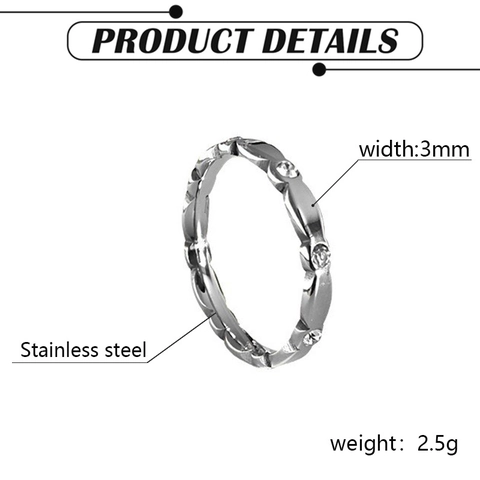 Anillo de Acero Inoxidable Minimalista con Zirconia para Mujer Borde Ondulado Geométrico Facetado Joyería Oro Rosa Plata