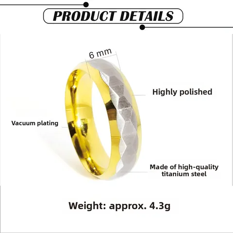 Punk Stainless Steel Band Ring Geometric Diamond Cut Faceted Titanium Steel Polished Finger Ring For Men Women Daily Jewelry