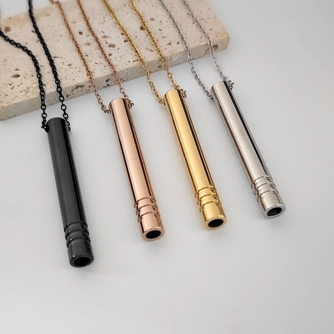 Collar de Respiración Consciente para Aliviar el Estrés y la Ansiedad Colgante de Meditación de Acero Inoxidable Joyería para Hombre y Mujer