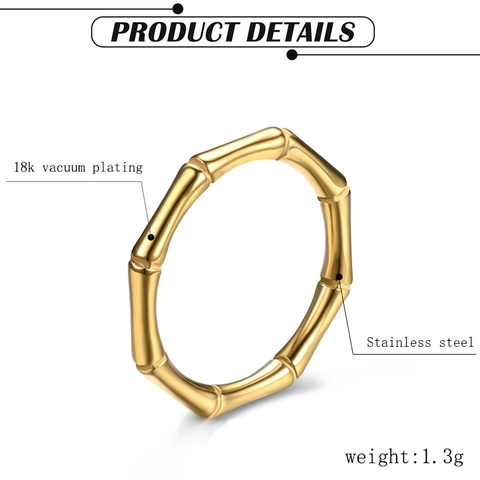 Minimalistischer Edelstahl Bambusknoten Ring Für Damen 18K Vergoldet Knochengelenk Zeigefinger Ring Mode Schmuck