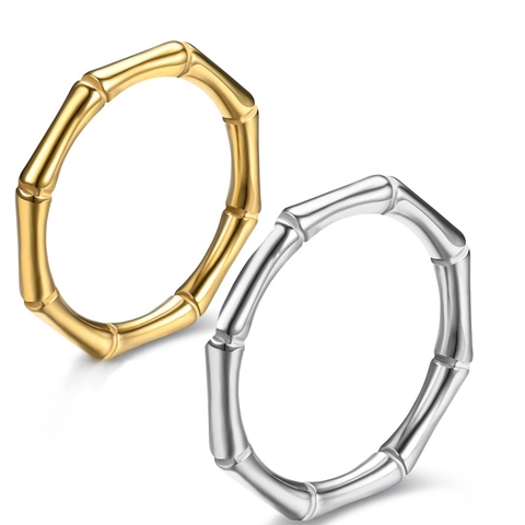 Minimalistischer Edelstahl Bambusknoten Ring Für Damen 18K Vergoldet Knochengelenk Zeigefinger Ring Mode Schmuck