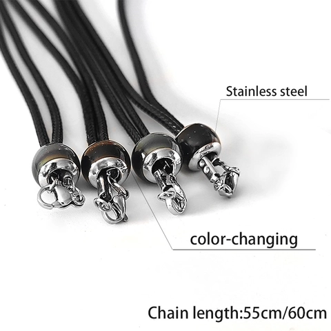 Stainless Steel Couple Ring Pendant Necklace With Color Changing Bead Engraved His Queen Her King Crown Jewelry For Couples